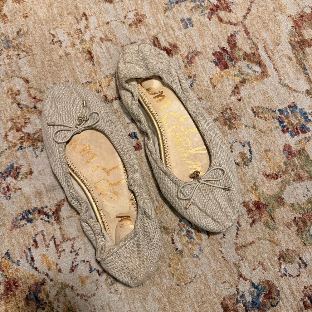 Sam Edelman Beige Bow Flats
